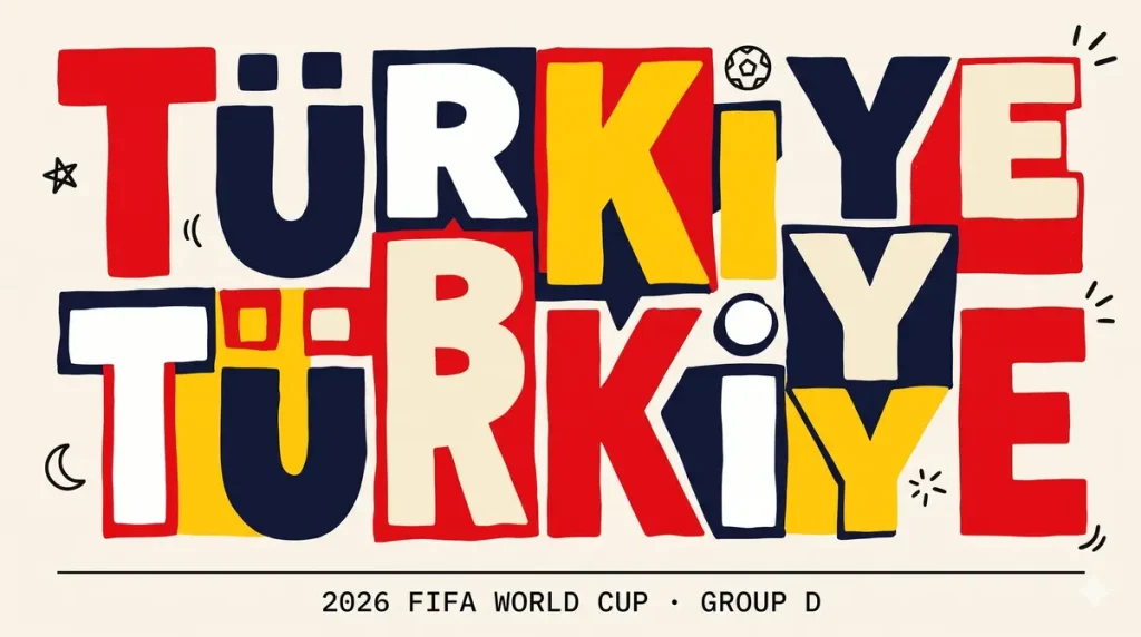 Türkiye Dünya Kupası 2026 D Grubu vintage poster tipografi tasarım