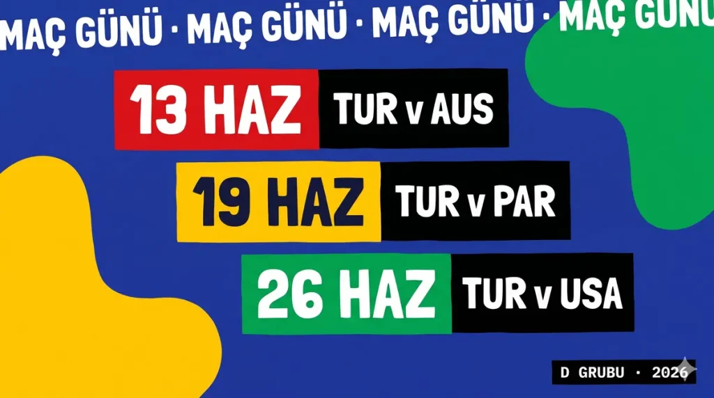 Türkiye Dünya Kupası 2026 maç takvimi 13 19 26 Haziran fikstür